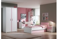 Armoire 2 portes pour chambre fille coloris blanc et rose
