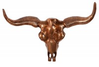 Trophée mural décoratif en crâne de taureau coloris cuivre
