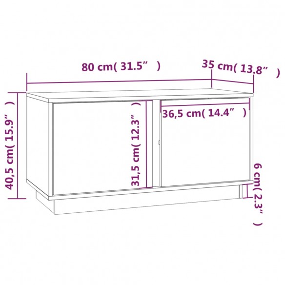 Meuble TV 80x35x40,5 cm Bois de pin massif