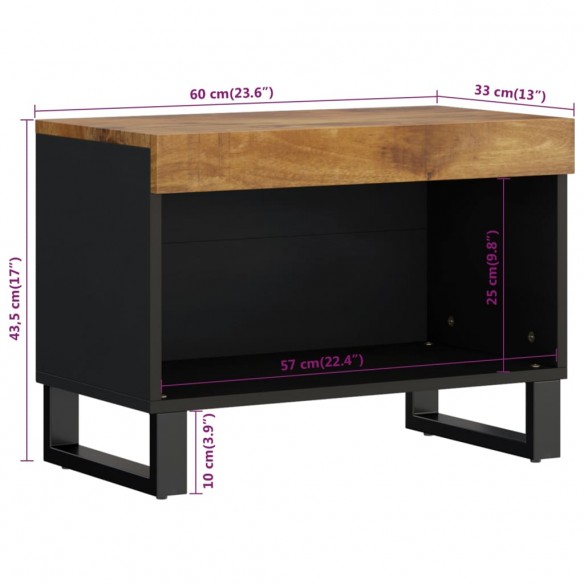 Meuble TV 60x33x43,5 cm bois massif de manguier