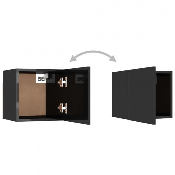 Meubles TV muraux 4 pcs Noir brillant 30,5x30x30 cm