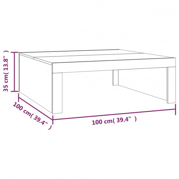 Table basse Chêne fumé 100x100x35 cm Bois d'ingénierie