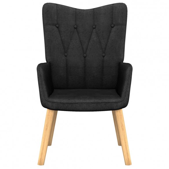 Chaise de relaxation avec tabouret Noir Tissu