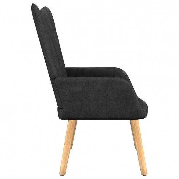 Chaise de relaxation avec tabouret Noir Tissu