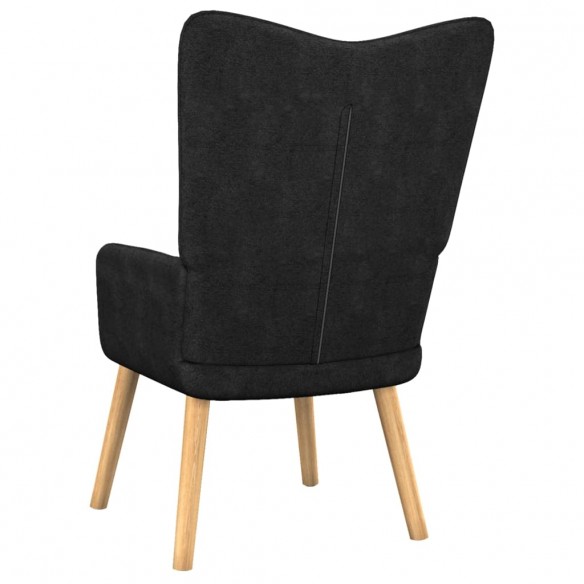 Chaise de relaxation avec tabouret Noir Tissu