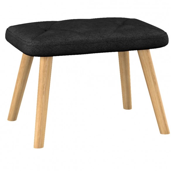 Chaise de relaxation avec tabouret Noir Tissu