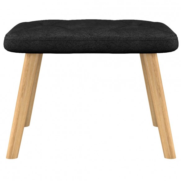 Chaise de relaxation avec tabouret Noir Tissu