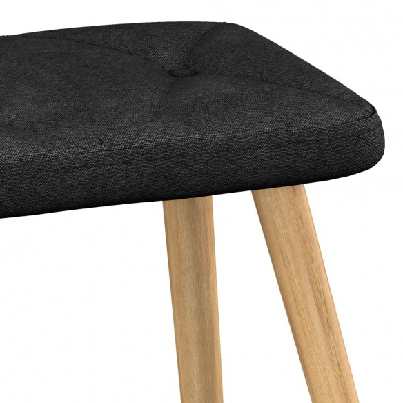 Chaise de relaxation avec tabouret Noir Tissu