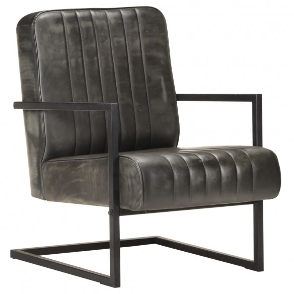 Fauteuil cantilever Gris Cuir véritable