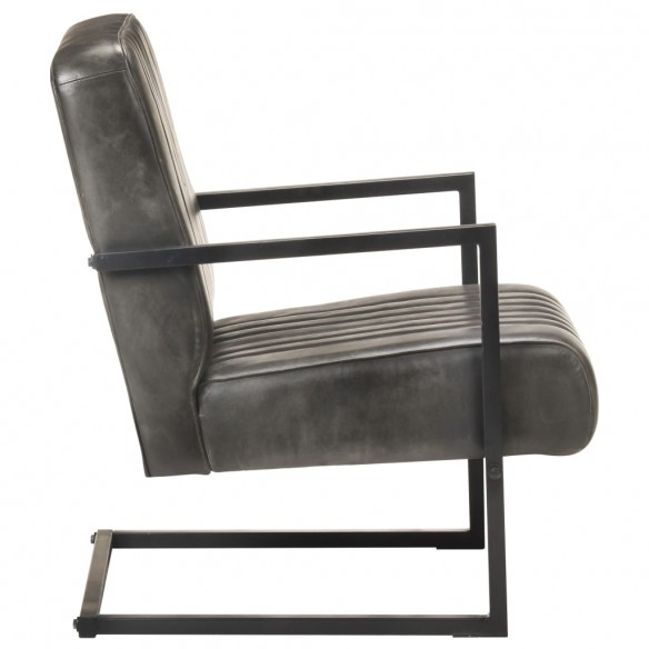 Fauteuil cantilever Gris Cuir véritable