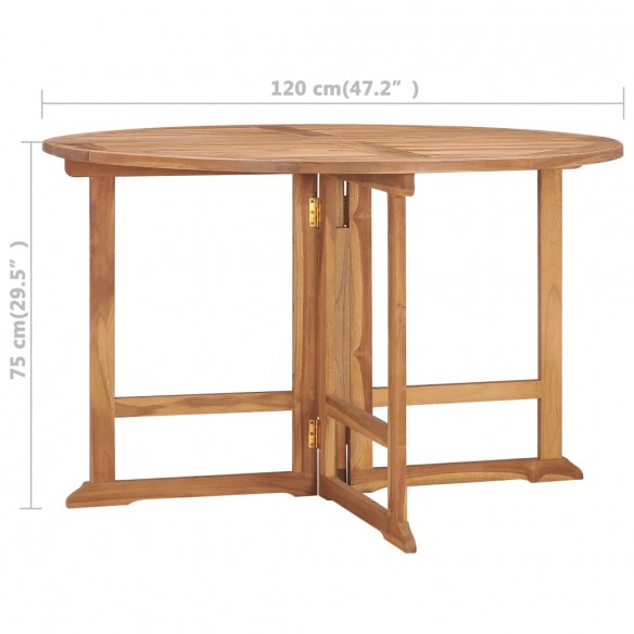 Table à dîner pliable de jardin Ø120x75 cm Bois de teck solide