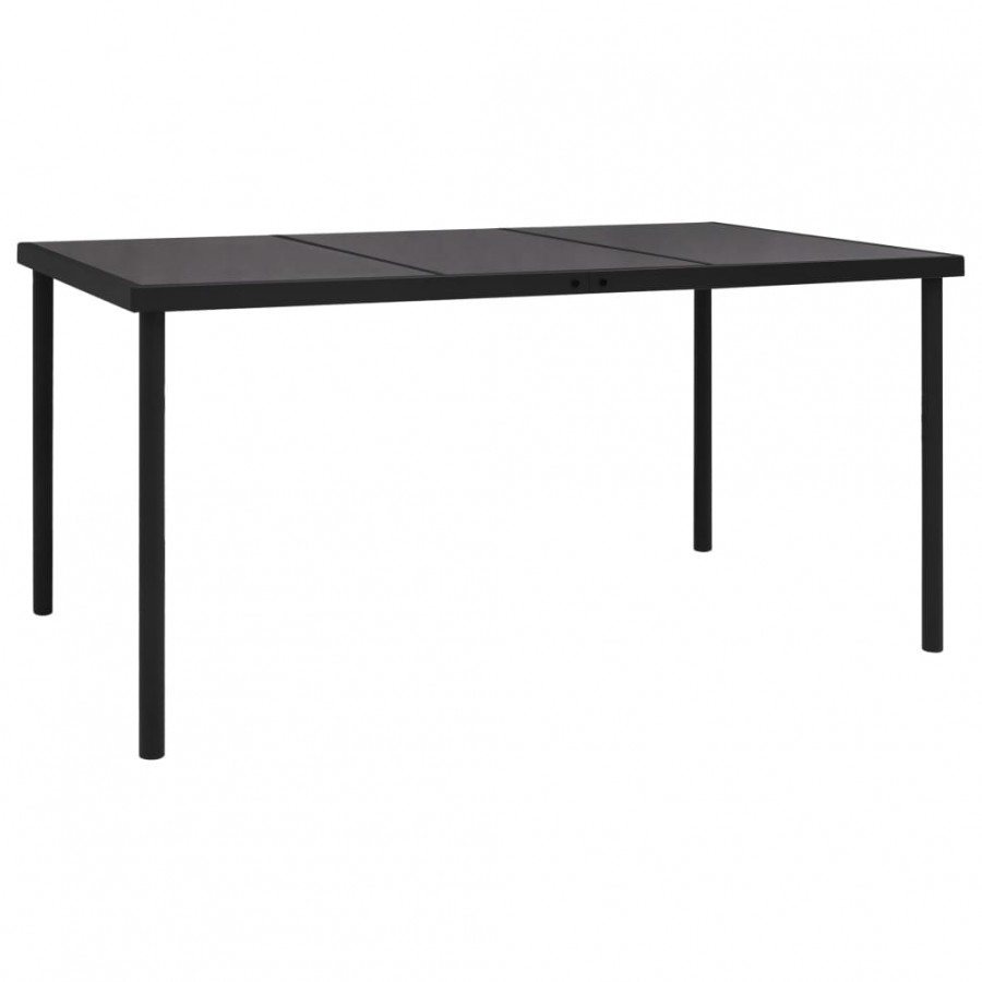 Table de jardin avec dessus en verre Noir 150x90x74 cm Acier