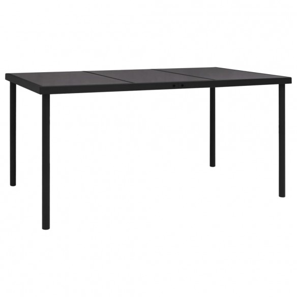 Table de jardin avec dessus en verre Noir 150x90x74 cm Acier