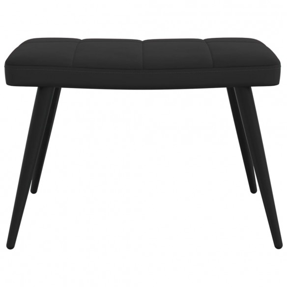 Chaise de relaxation avec repose-pied Noir Velours et PVC