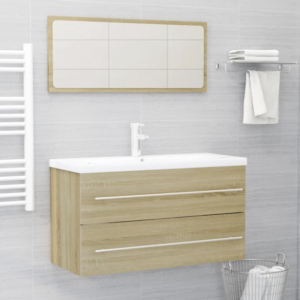 Ensemble de meubles de bain 2 pcs Chêne sonoma Aggloméré