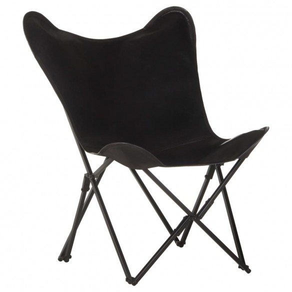 Chaise papillon pliable Noir Cuir véritable