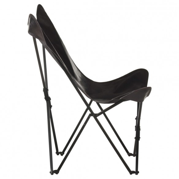 Chaise papillon pliable Noir Cuir véritable