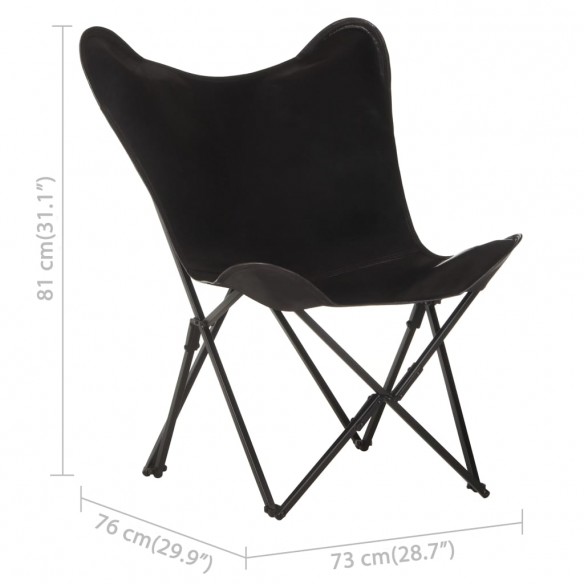 Chaise papillon pliable Noir Cuir véritable