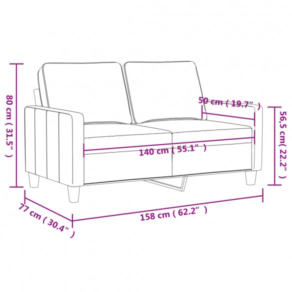 Canapé à 2 places Taupe 140 cm Tissu