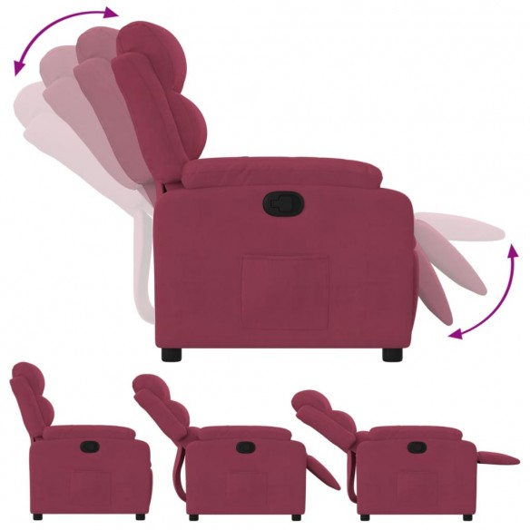 Fauteuil inclinable rouge bordeaux velours