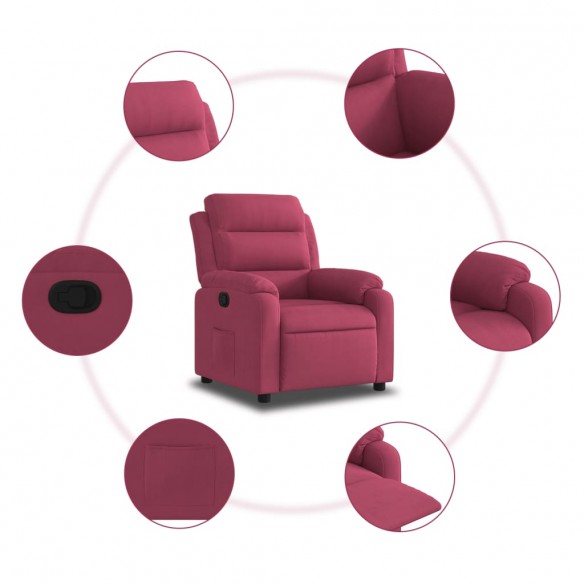 Fauteuil inclinable rouge bordeaux velours