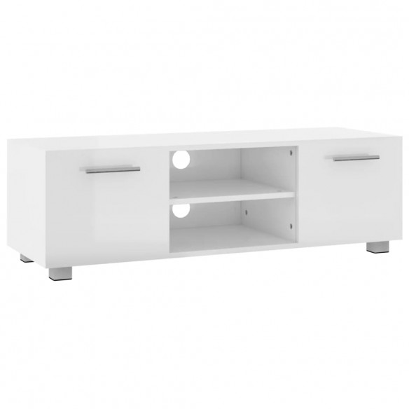 Meuble TV Blanc brillant 110x40x35 cm Bois d'ingénierie