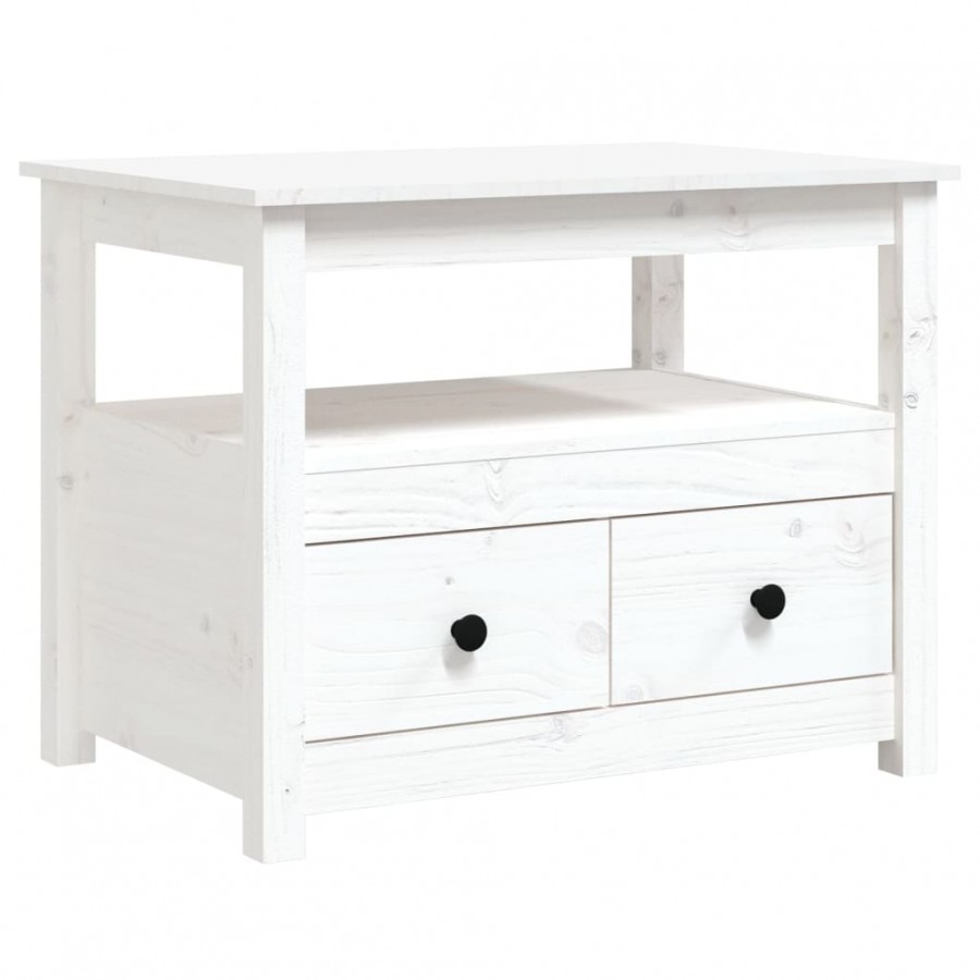 Table basse Blanc 71x49x55 cm Bois massif de pin Table basse Blanc 71x49x55 cm Bois massif de pin