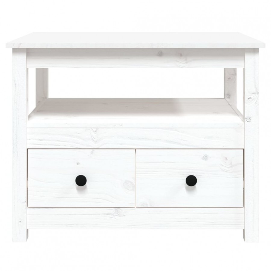 Table basse Blanc 71x49x55 cm Bois massif de pin Table basse Blanc 71x49x55 cm Bois massif de pin