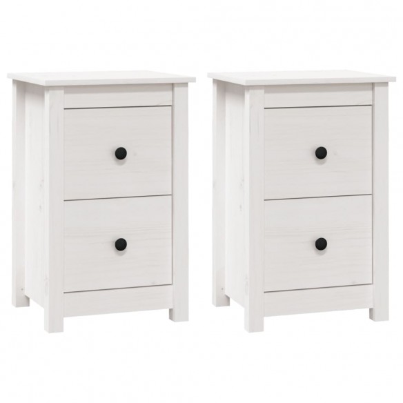 Tables de chevet 2 pcs Blanc 40x35x61,5 cm Bois de pin massif