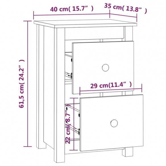 Tables de chevet 2 pcs Blanc 40x35x61,5 cm Bois de pin massif