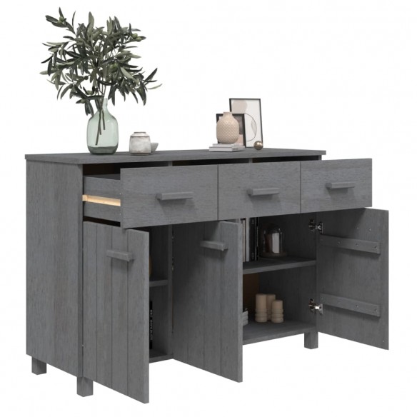 Buffet HAMAR Gris foncé 113x40x80 cm Bois massif de pin