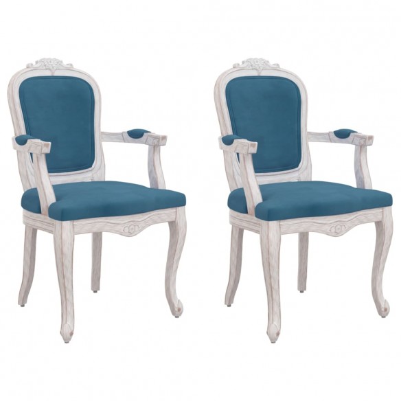 Chaises à manger 2 pcs bleu 62x59,5x100,5 cm velours