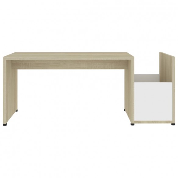 Table basse Blanc et chêne sonoma 90x45x35 cm Aggloméré