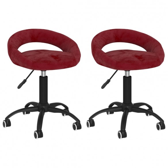 Chaises à manger pivotantes lot de 2 rouge bordeaux velours