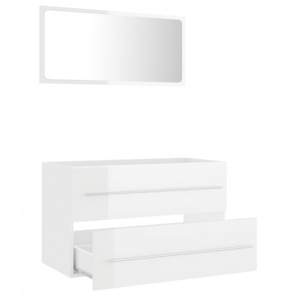 Ensemble de meubles de bain 2 pcs Blanc brillant Aggloméré