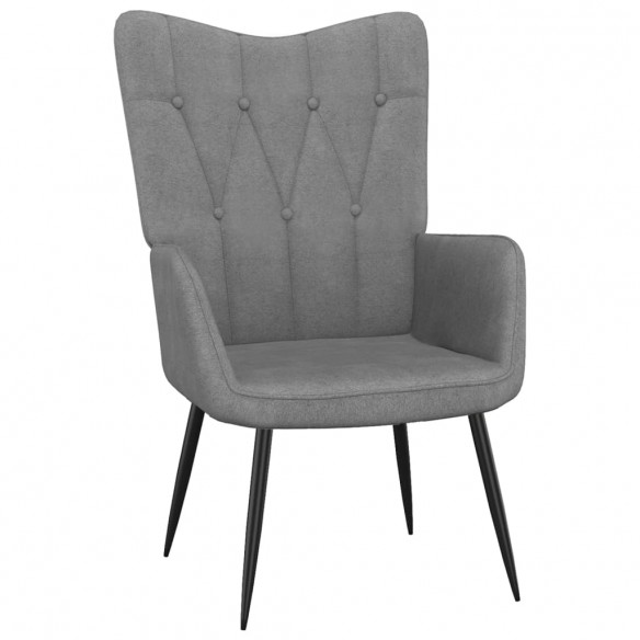 Chaise de relaxation avec tabouret Gris foncé Tissu