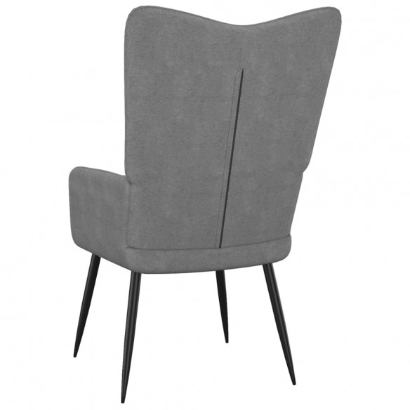 Chaise de relaxation avec tabouret Gris foncé Tissu