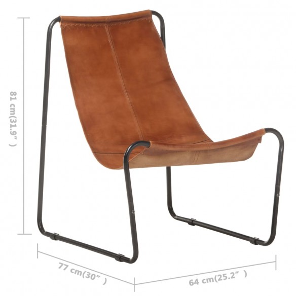 Chaise de relaxation Marron Cuir véritable