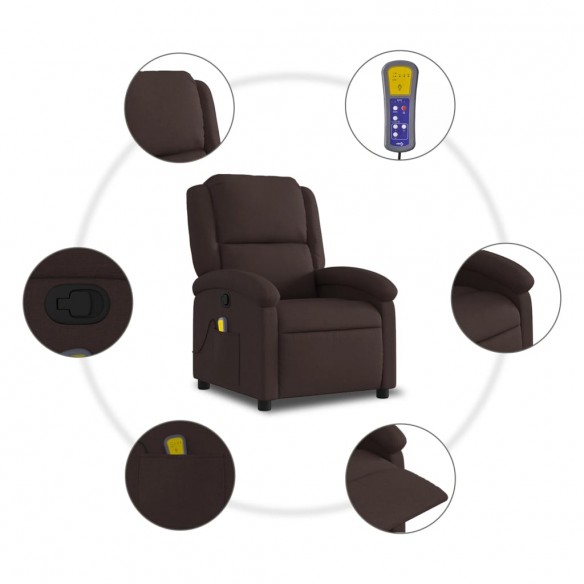 Fauteuil de massage inclinable Marron foncé Tissu