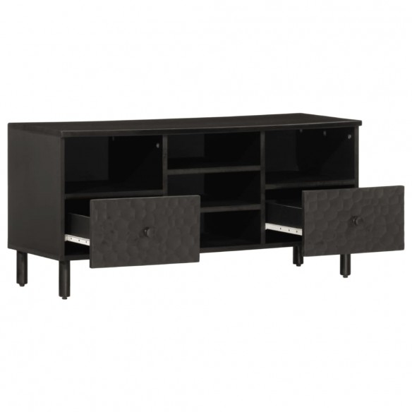 Meuble TV noir 100x33x46 cm bois massif de manguier