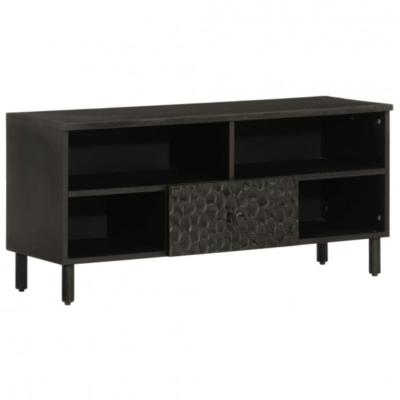 Meuble TV noir 100x33x46 cm bois massif de manguier