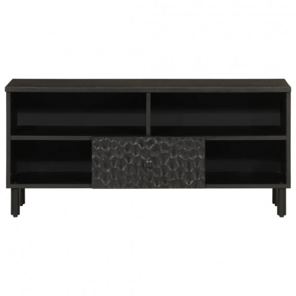 Meuble TV noir 100x33x46 cm bois massif de manguier