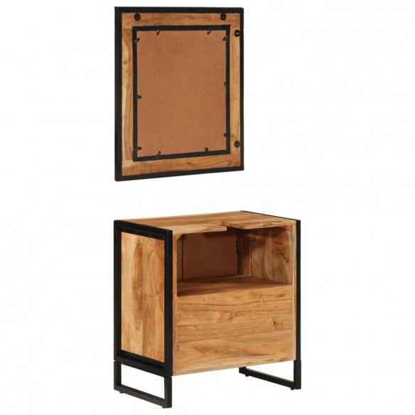 Ensemble de meubles salle de bain 2 pcs fer et bois d'acacia