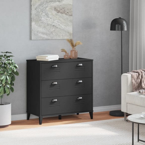 Commode VIKEN noir bois de pin solide