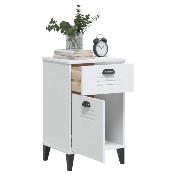 Table de chevet VIKEN blanc bois de pin solide