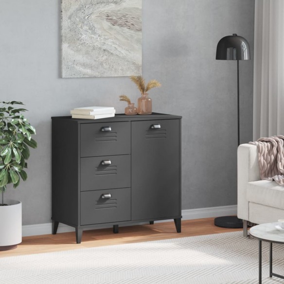 Buffet VIKEN gris anthracite 80x40x80 cm bois massif de pin