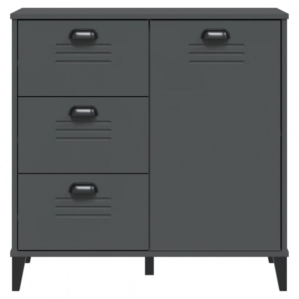 Buffet VIKEN gris anthracite 80x40x80 cm bois massif de pin