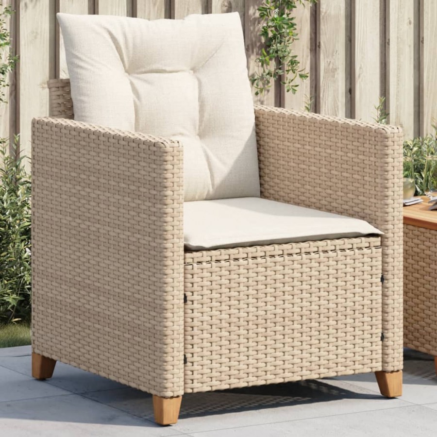 Chaise de jardin avec coussins beige...