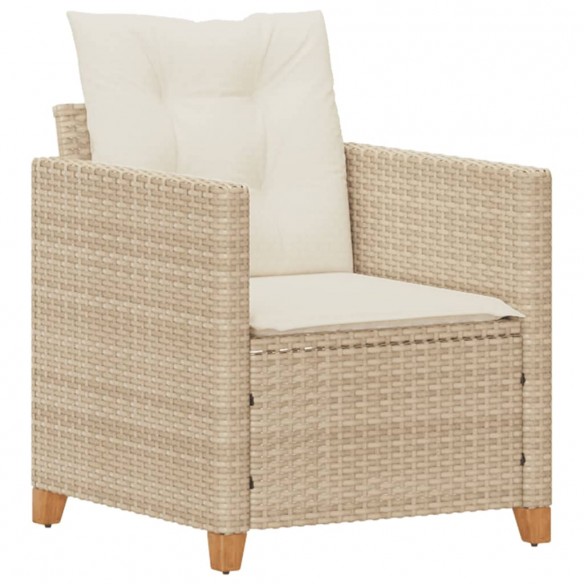 Chaise de jardin avec coussins beige résine tressée