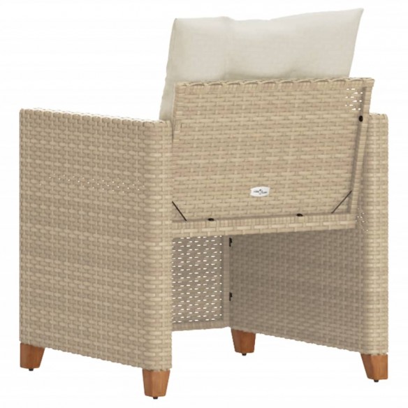 Chaise de jardin avec coussins beige résine tressée